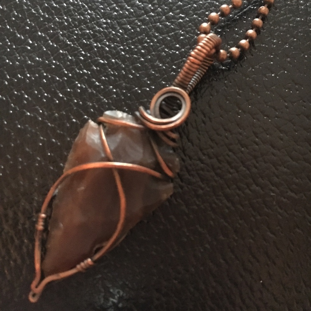 Arrowhead necklace real arrowhead on copper chain